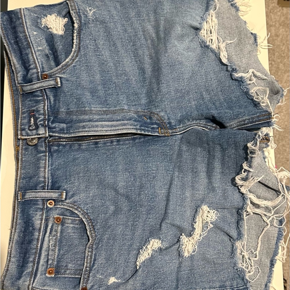 Abercrombie Distressed Denim Mom Shorts